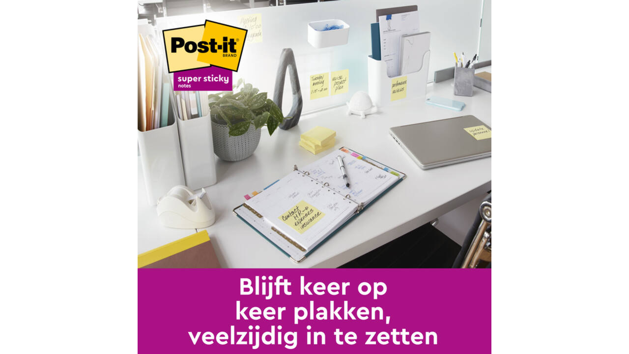 Memoblok Post-it Z-Note S350 Super Sticky 76x127mm geel 12 stuks