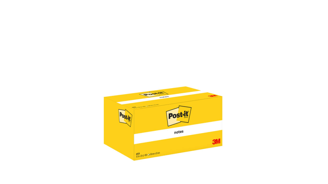 Memoblok Post-it 653 38x51mm geel 3 stuks