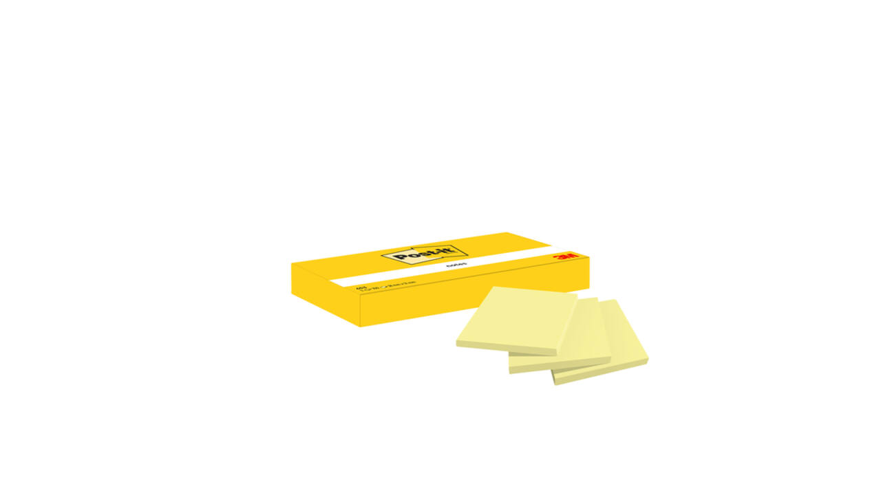 Memoblok Post-it 653 38x51mm geel 3 stuks