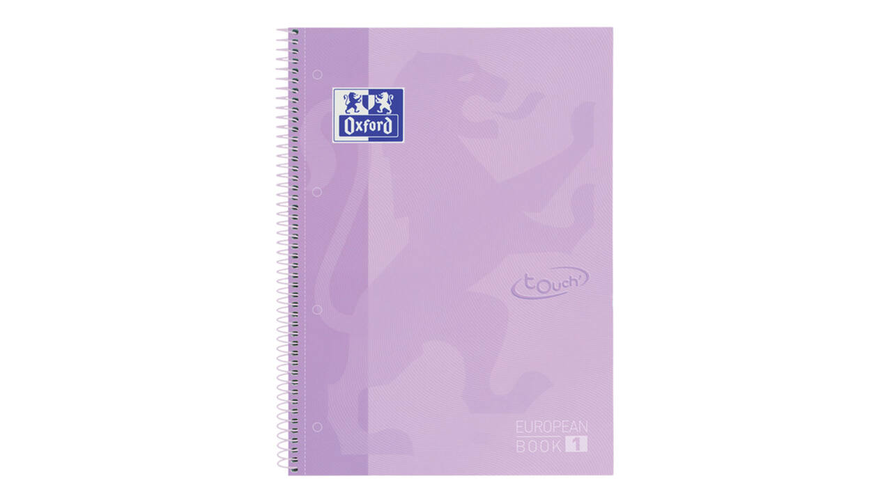 Notitieboek Oxford Touch Europeanbook A4+ 4-gaats lijn 160 pagina's pastel paars