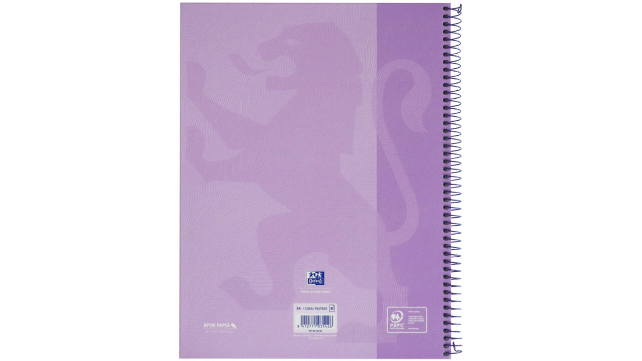 Notitieboek Oxford Touch Europeanbook A4+ 4-gaats lijn 160 pagina's pastel paars