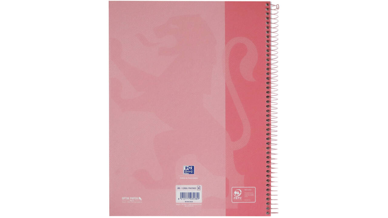 Notitieboek Oxford Touch Europeanbook A4+ 4-gaats lijn 160 pagina's pastel roze