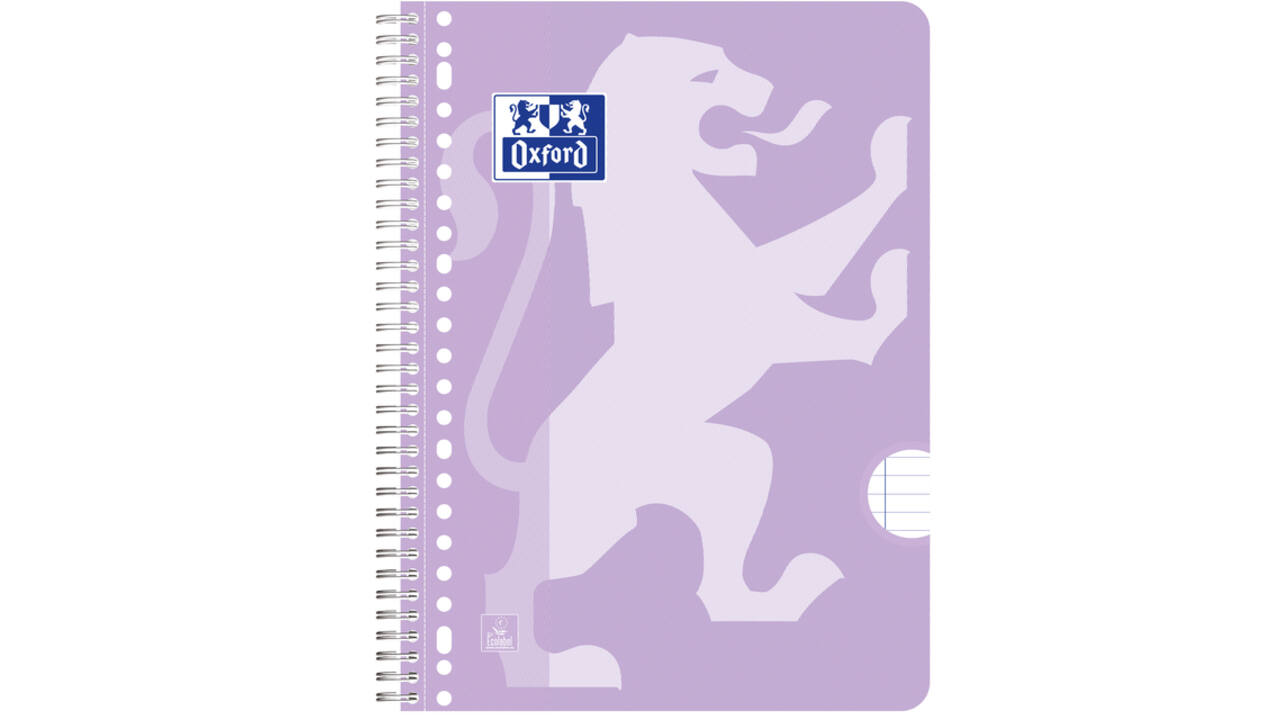 Collegeblok Oxford School A4+ lijn 23-gaats 160 pagina's 80gr pastel assorti 3 stuks