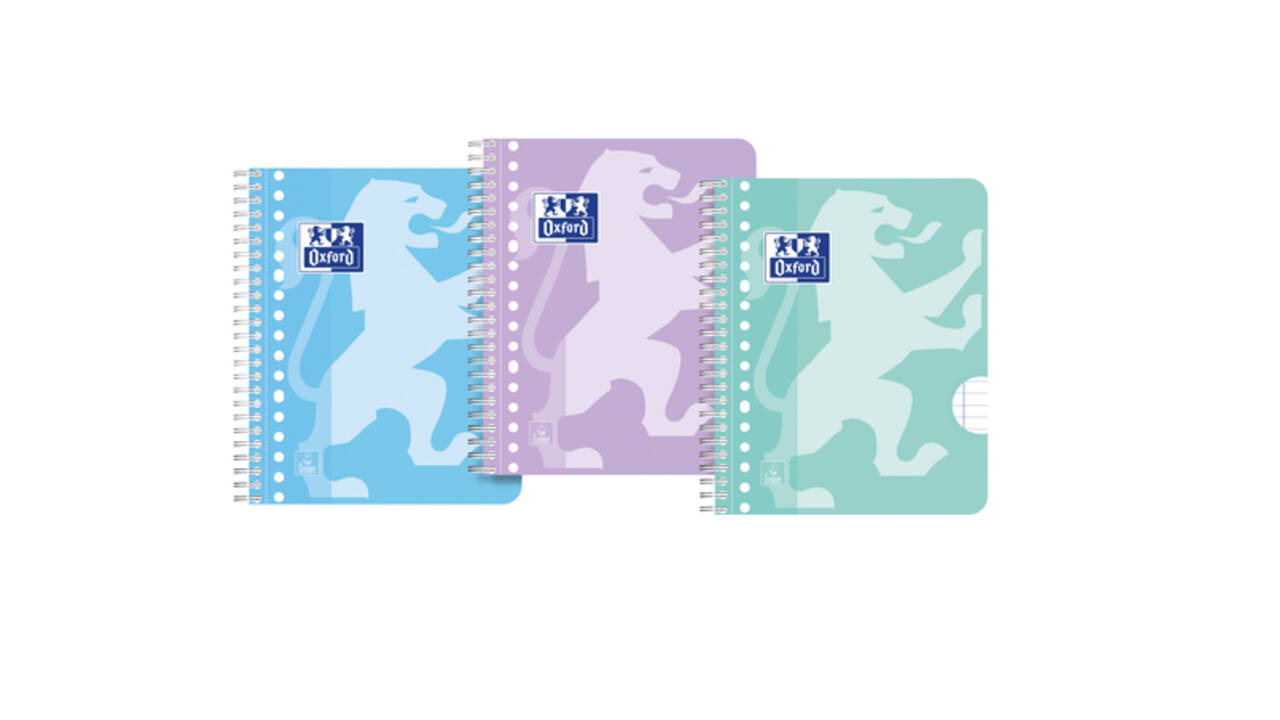 Collegeblok Oxford School A5+ lijn 17-gaats 160 pagina's 80gr pastel assorti 3 stuks