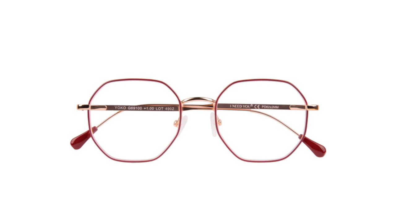 Leesbril I Need You +1.00 dpt Yoko rood-koper