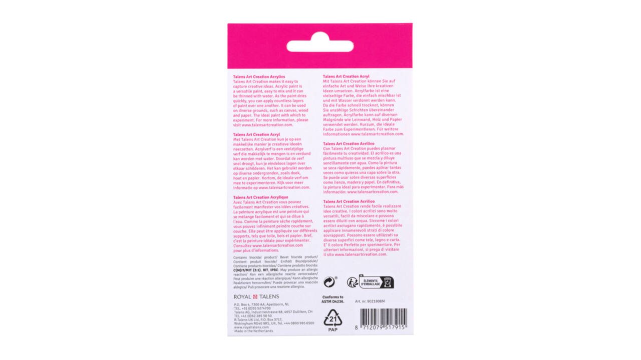 Acrylverf Talens Art Creation assorti 8 tubes à 12ml