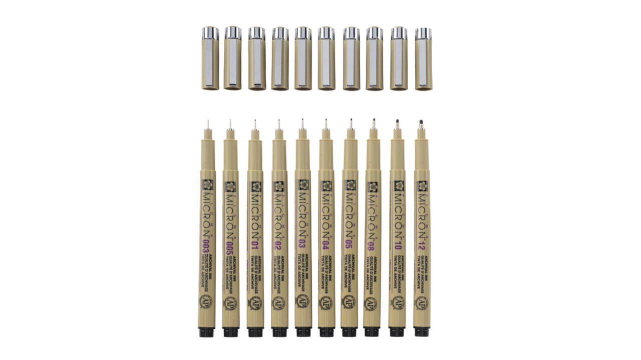 Fineliner Sakura Pigma Micron set à 10 schrijfbreedtes zwart