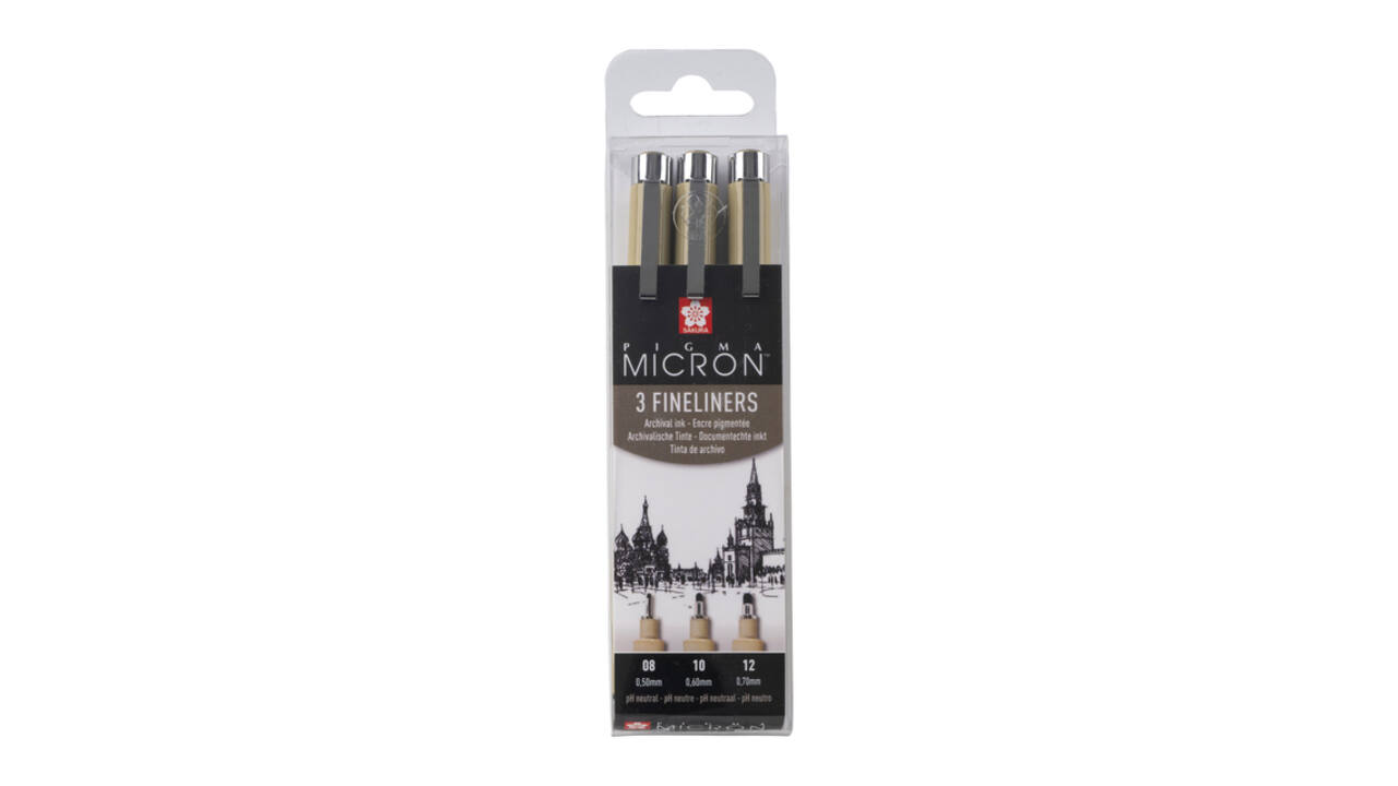 Fineliner Sakura Pigma Micron set à 3 schrijfbreedtes breed zwart