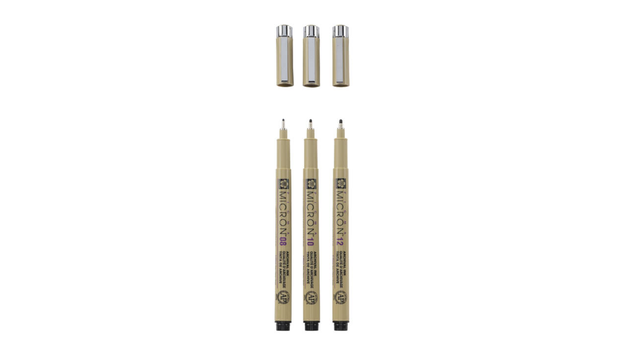 Fineliner Sakura Pigma Micron set à 3 schrijfbreedtes breed zwart