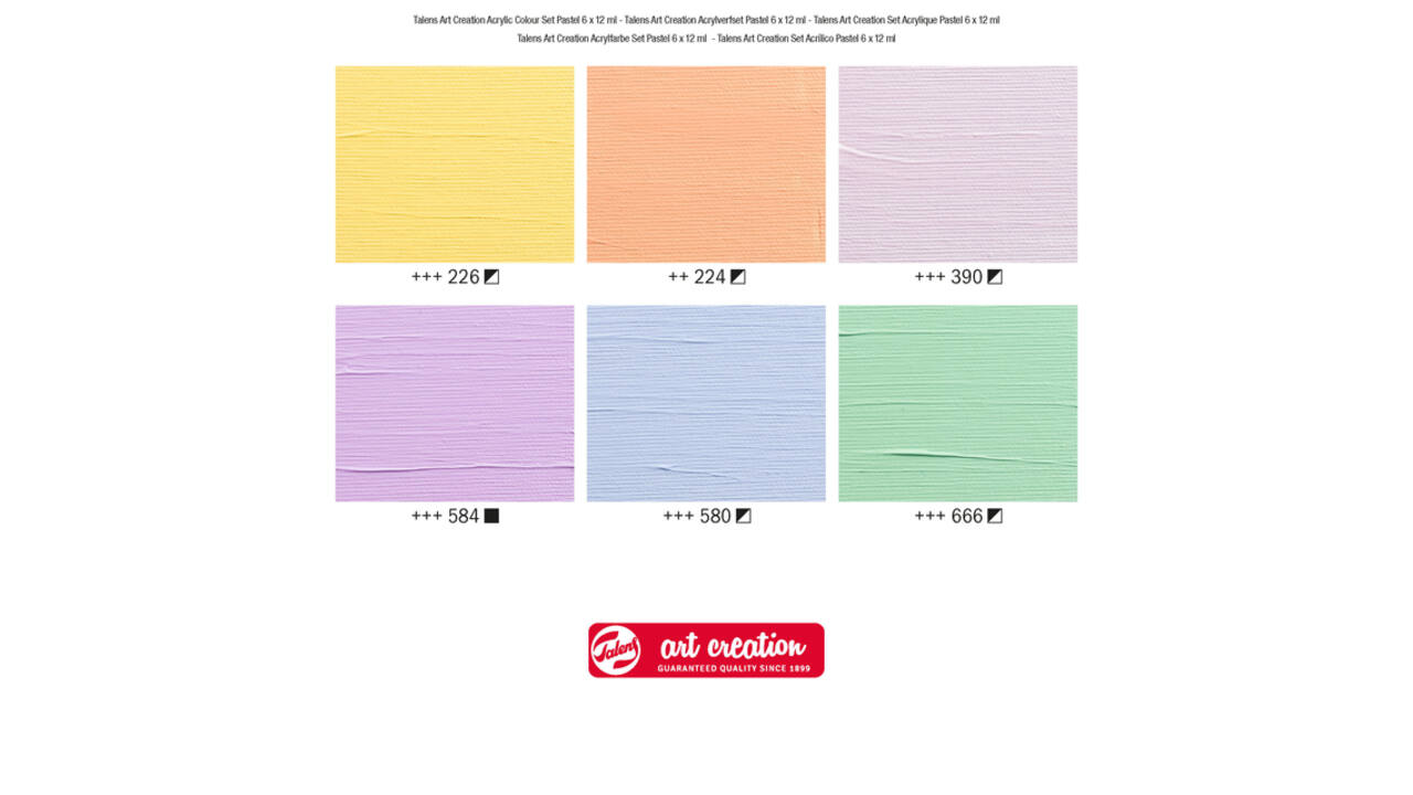 Acrylverf Talens Art Creation pastel assorti 6 tubes à 12ml