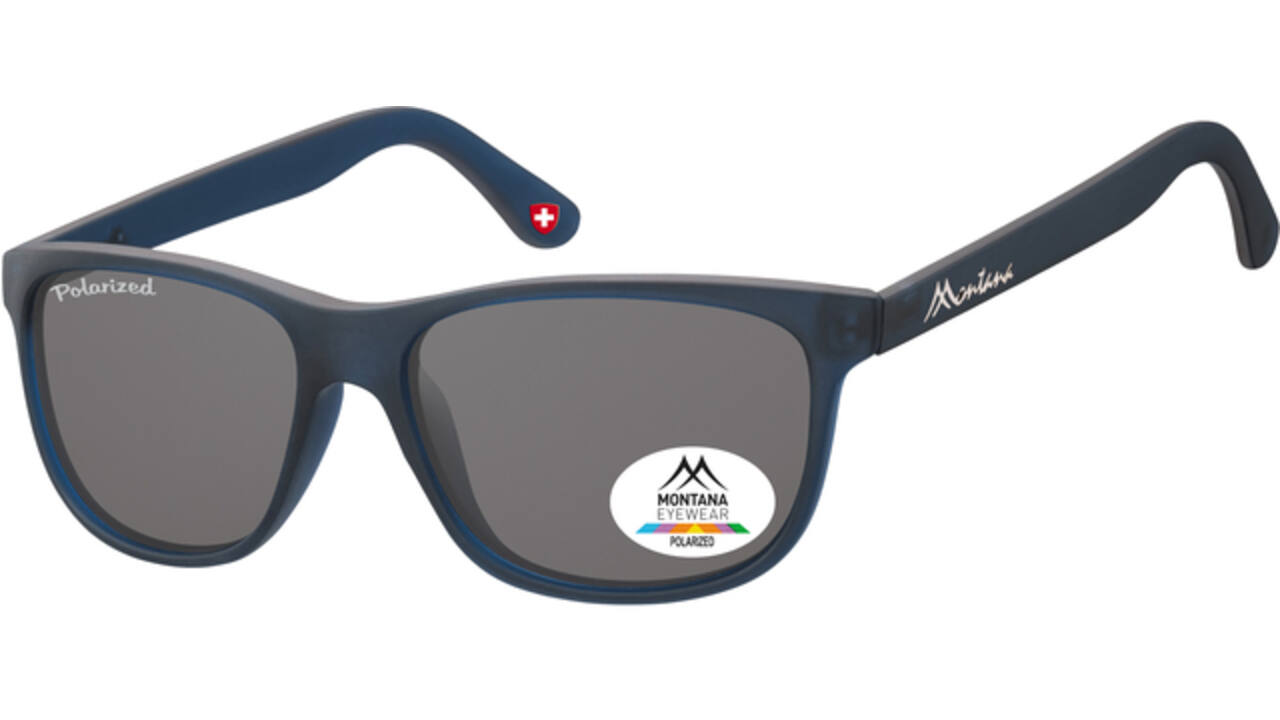 Zonnebril Montana met smoke gepolariseerd glas mat blauw