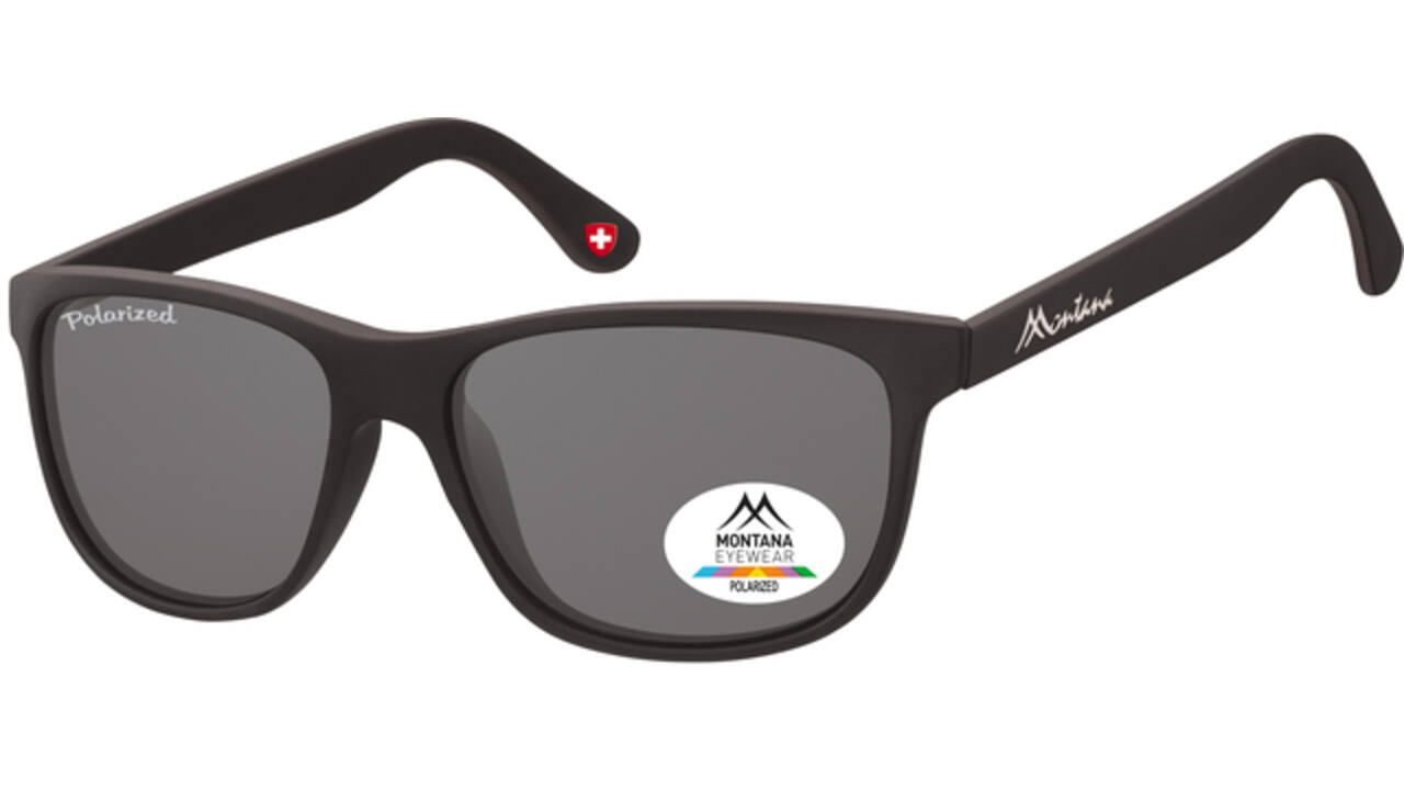 Zonnebril Montana met smoke gepolariseerd glas mat zwart