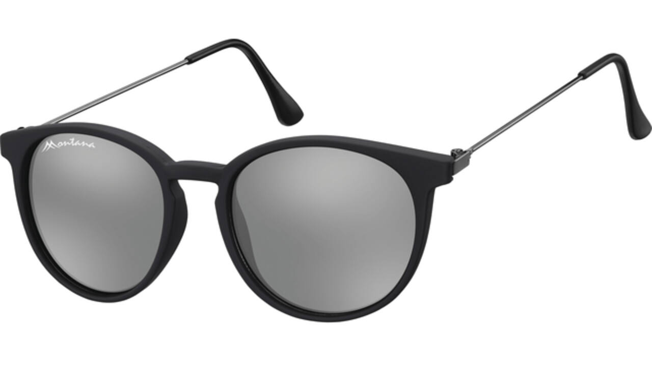 Zonnebril Montana met Revo rond spiegelglas mat zwart