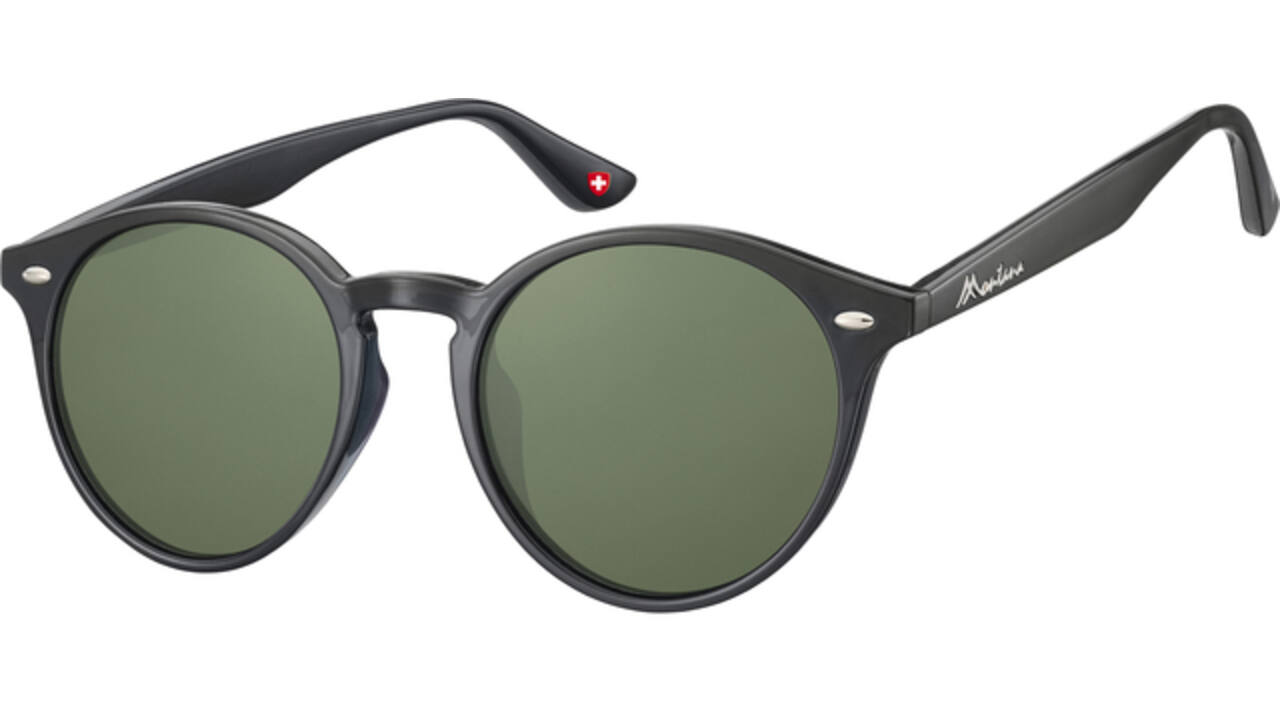 Zonnebril Montana met groen G15 rond glas zwart