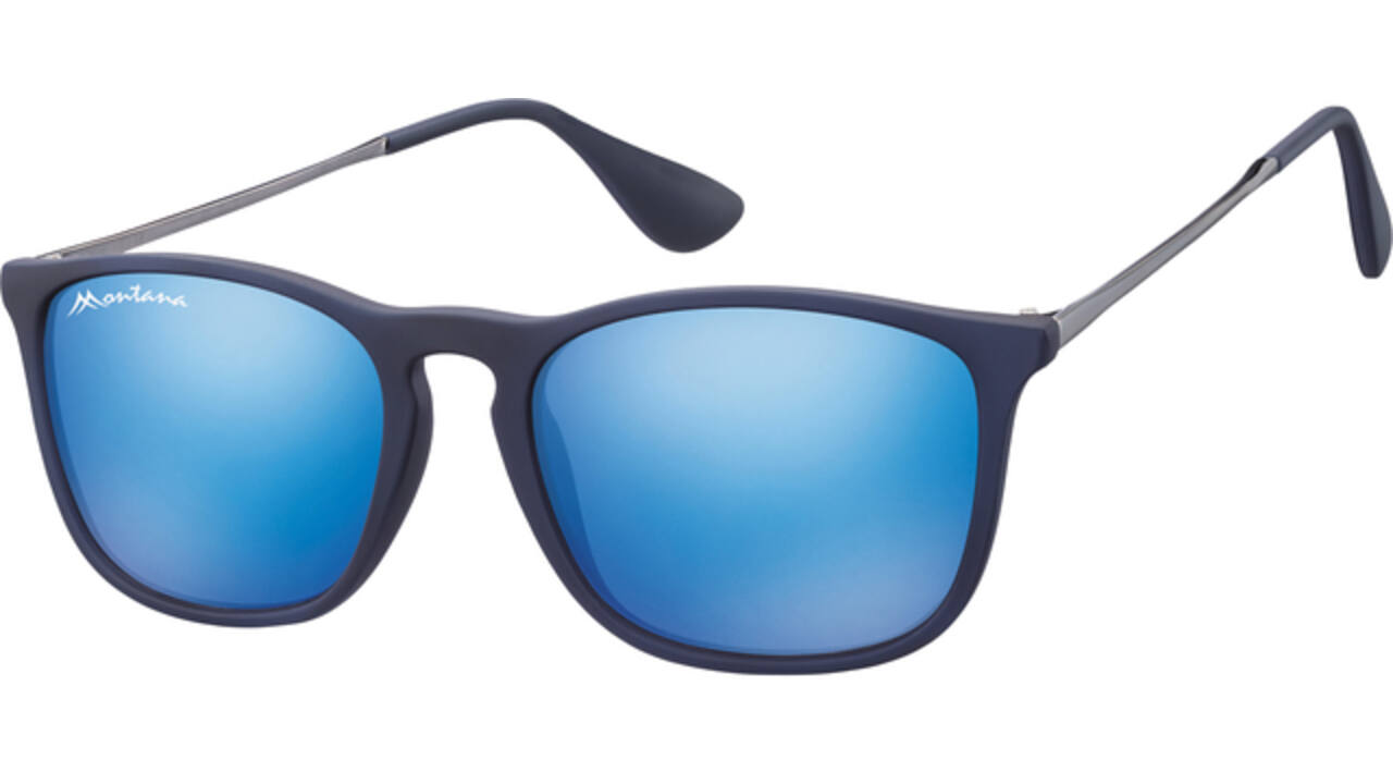 Zonnebril Montana met Revo blauw glas en metalen pootje blauw