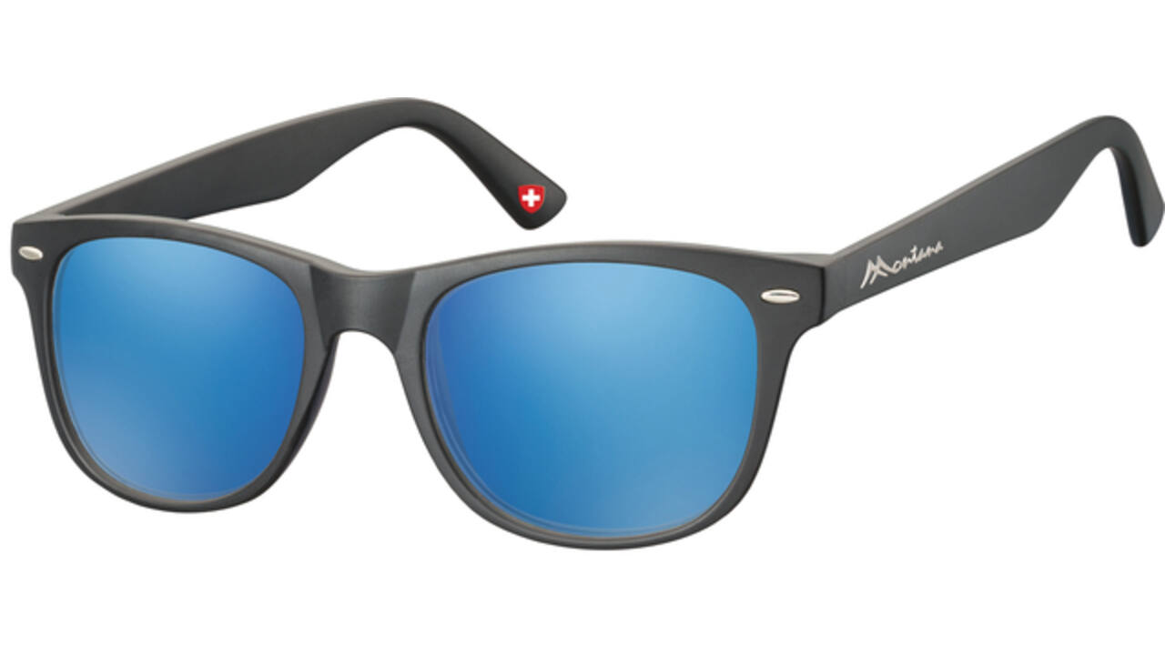Zonnebril Montana met Revo blauw glas zwart