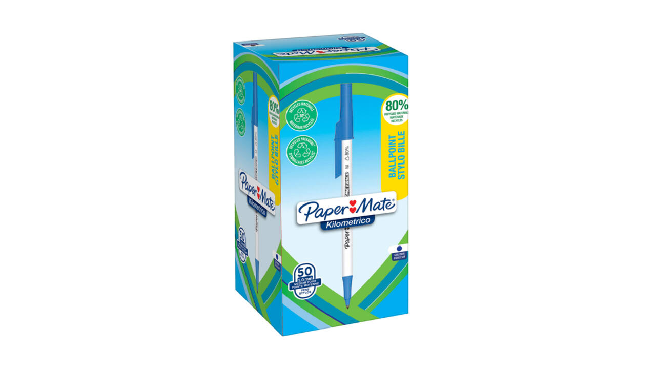 Balpen Paper Mate Kilometrico Recycled medium blauw