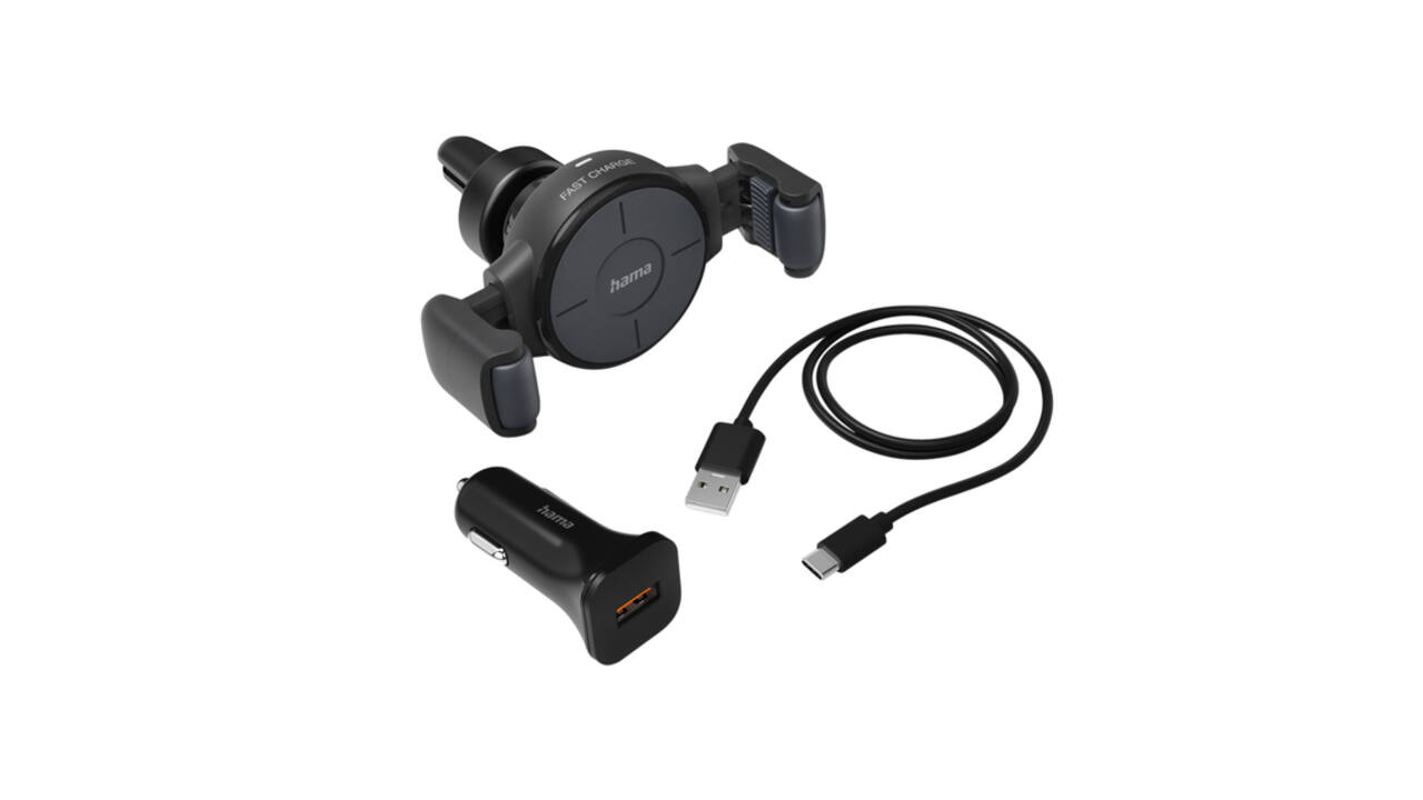 Autolader Hama draadloos QI-Charge 10W antraciet
