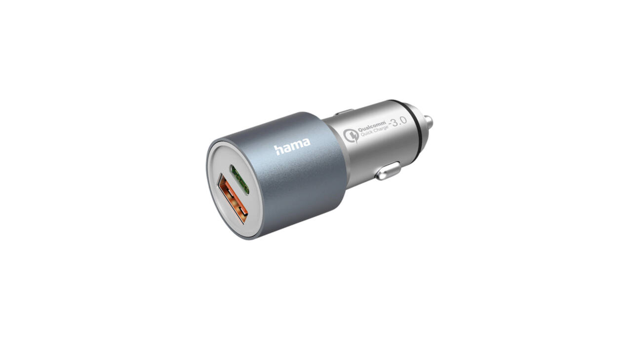 Autolader Hama 1x USB-C 1x USB-A 38W metaal