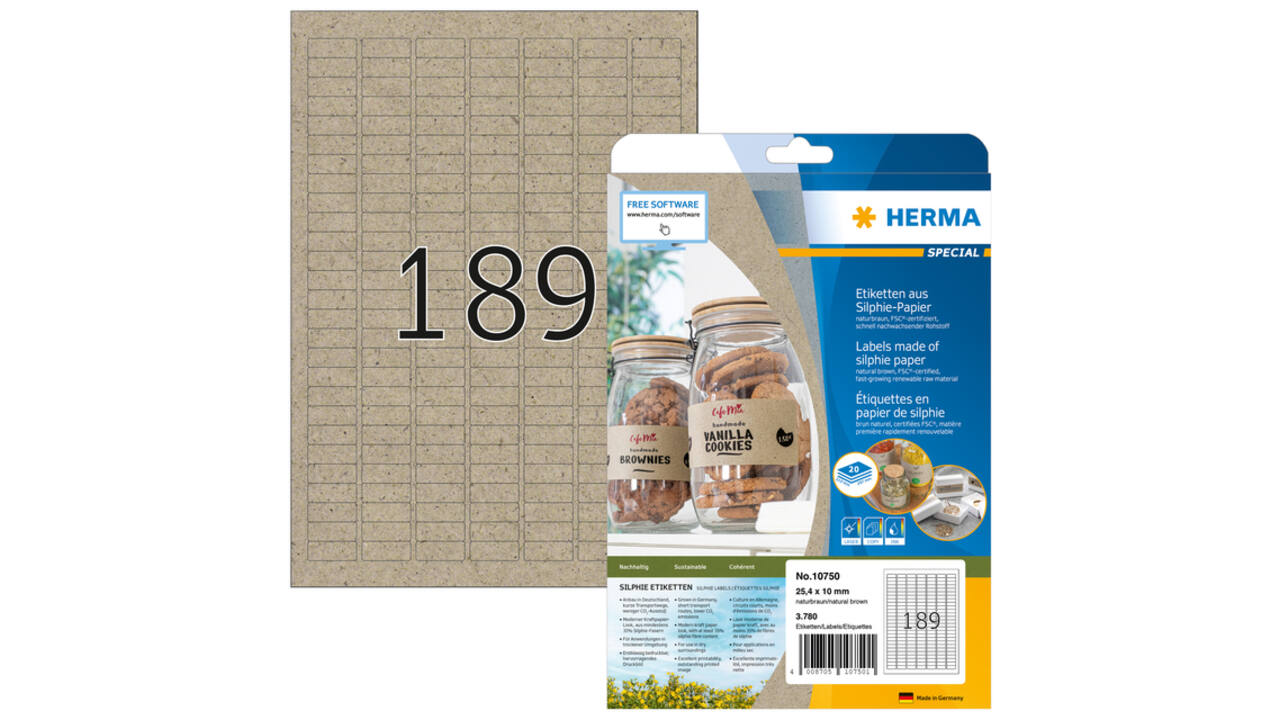 Etiket HERMA 10750 25.4x10mm silphie bruin 3780 stuks
