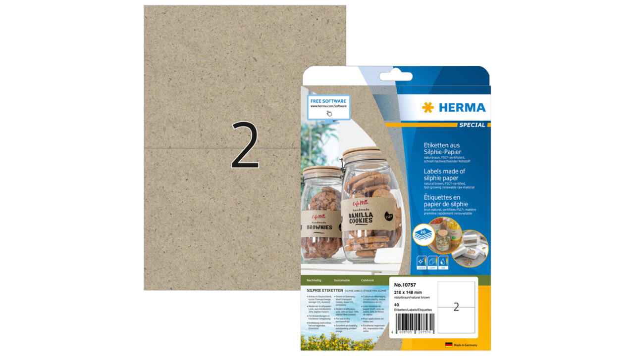 Etiket HERMA 10757 210x148mm silphie bruin 40 stuks