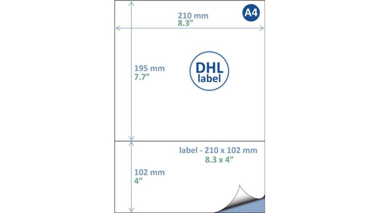 Retourlabel DHL IEZZY A4 1.000 vel 210x102mm 1000 labels