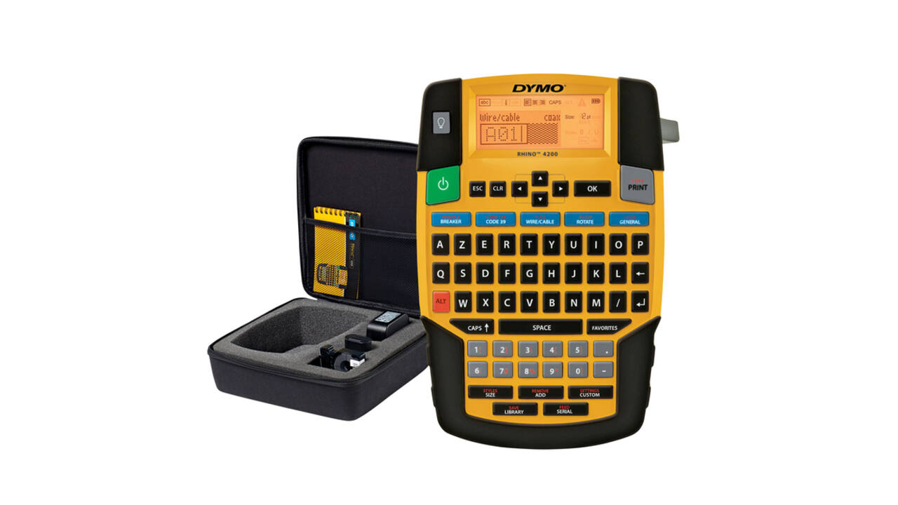 Labelprinter Dymo Rhino 4200 industrieel azerty 19mm geel in koffer