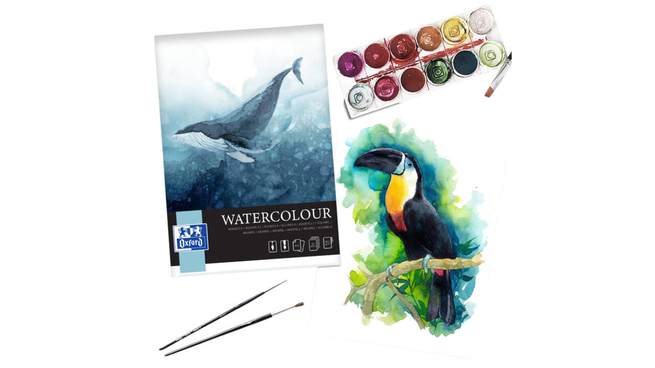 Tekenblok Oxford Watercolour A4 10 vel 300 gram spiraal