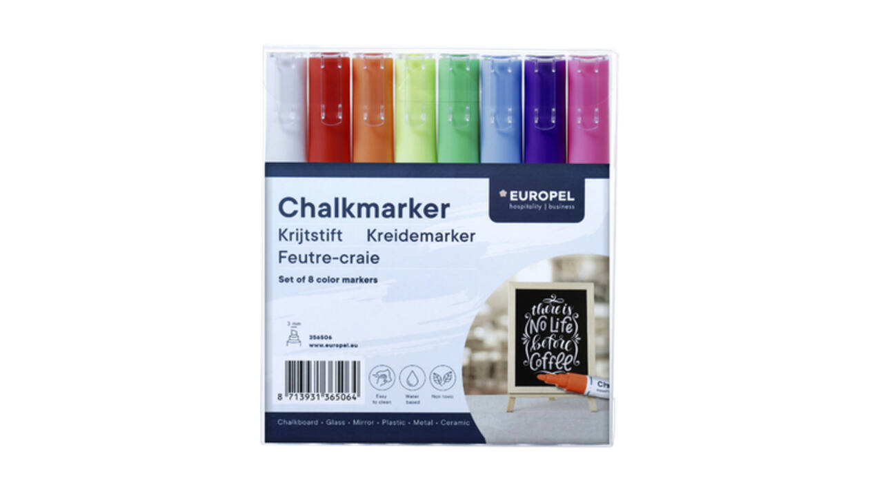 Krijtstift Europel 3mm assorti etui 8 stuks