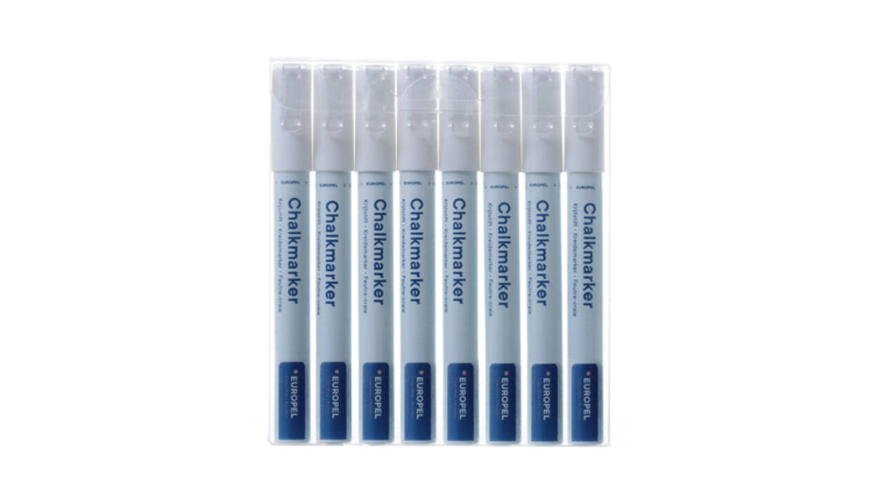 Krijtstift Europel 3mm wit etui 8 stuks