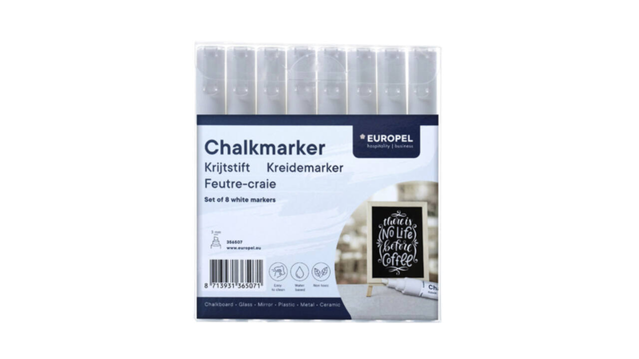 Krijtstift Europel 3mm wit etui 8 stuks