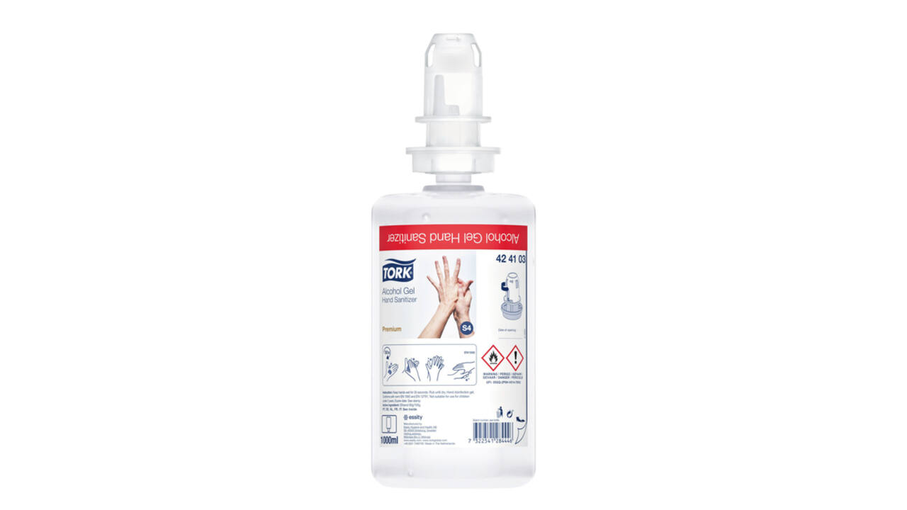 Handdesinfectie Tork S4 Premium alcoholgel ongeparfumeerd 1000 ml 424103