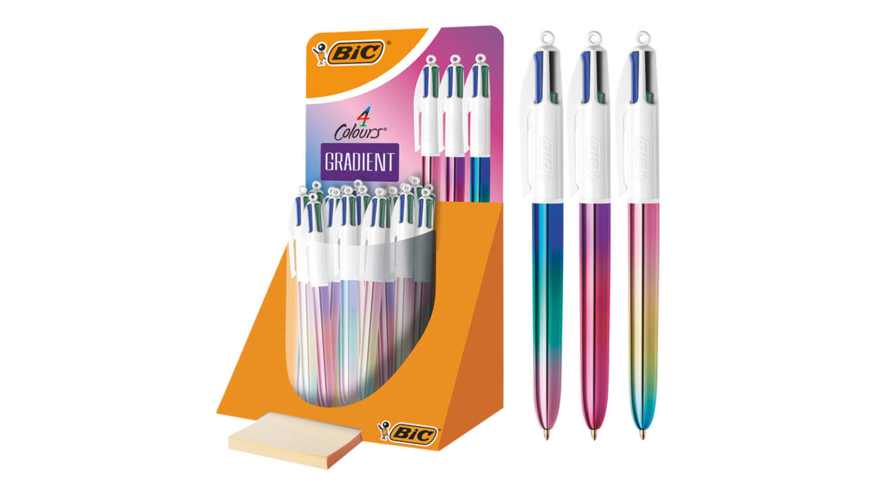 Balpen Bic 4kleuren gradient medium assorti