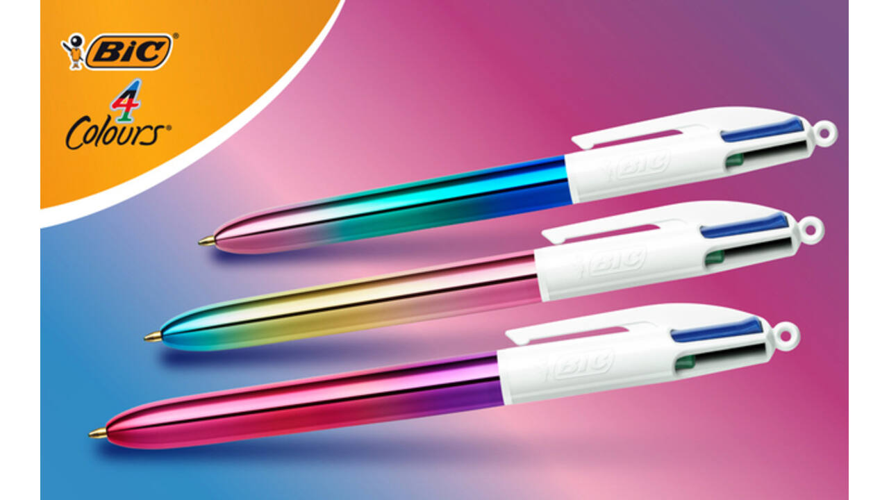 Balpen Bic 4kleuren gradient medium assorti