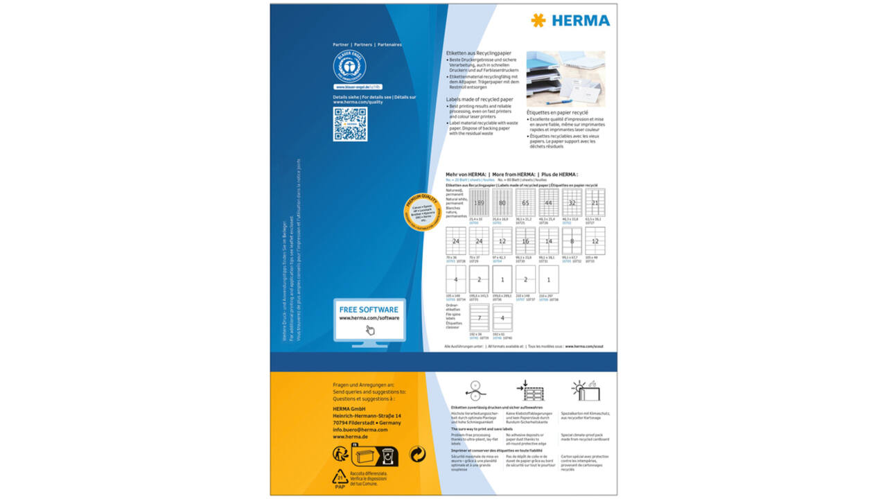 Etiket HERMA recycling 10736 199.6x289.1mm wit 80 stuks