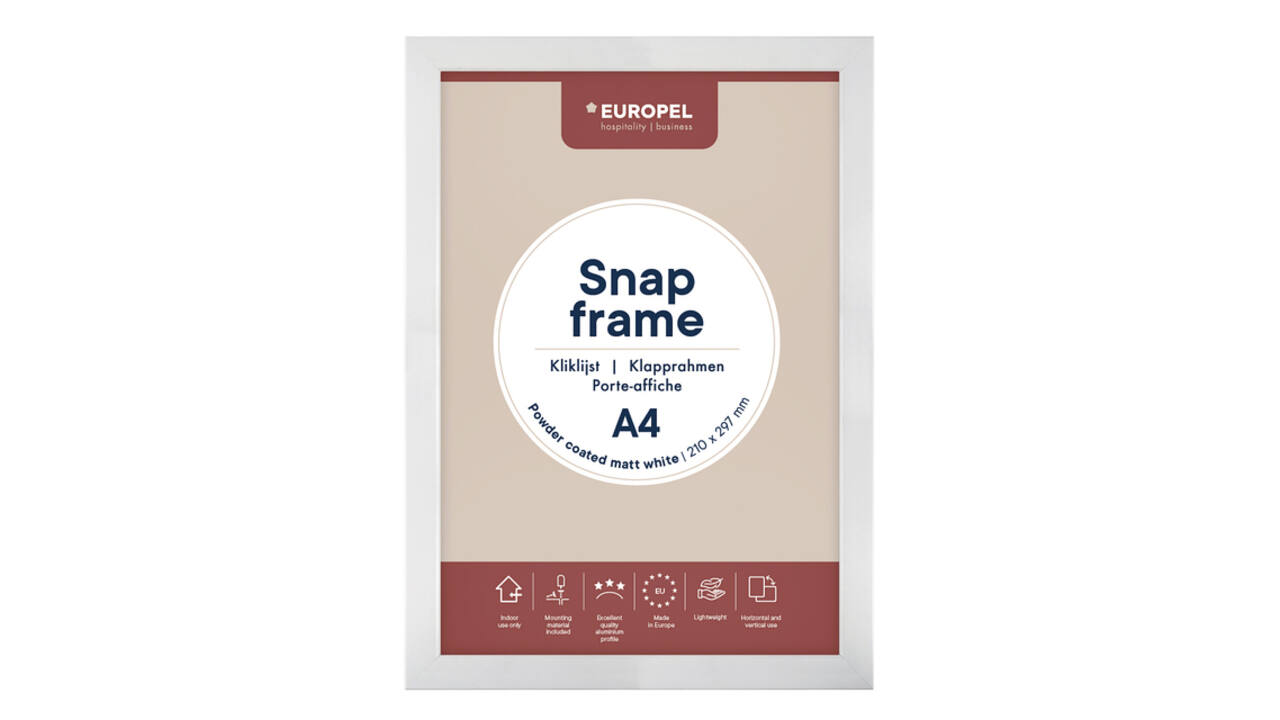 Kliklijst Europel A4 25mm mat wit