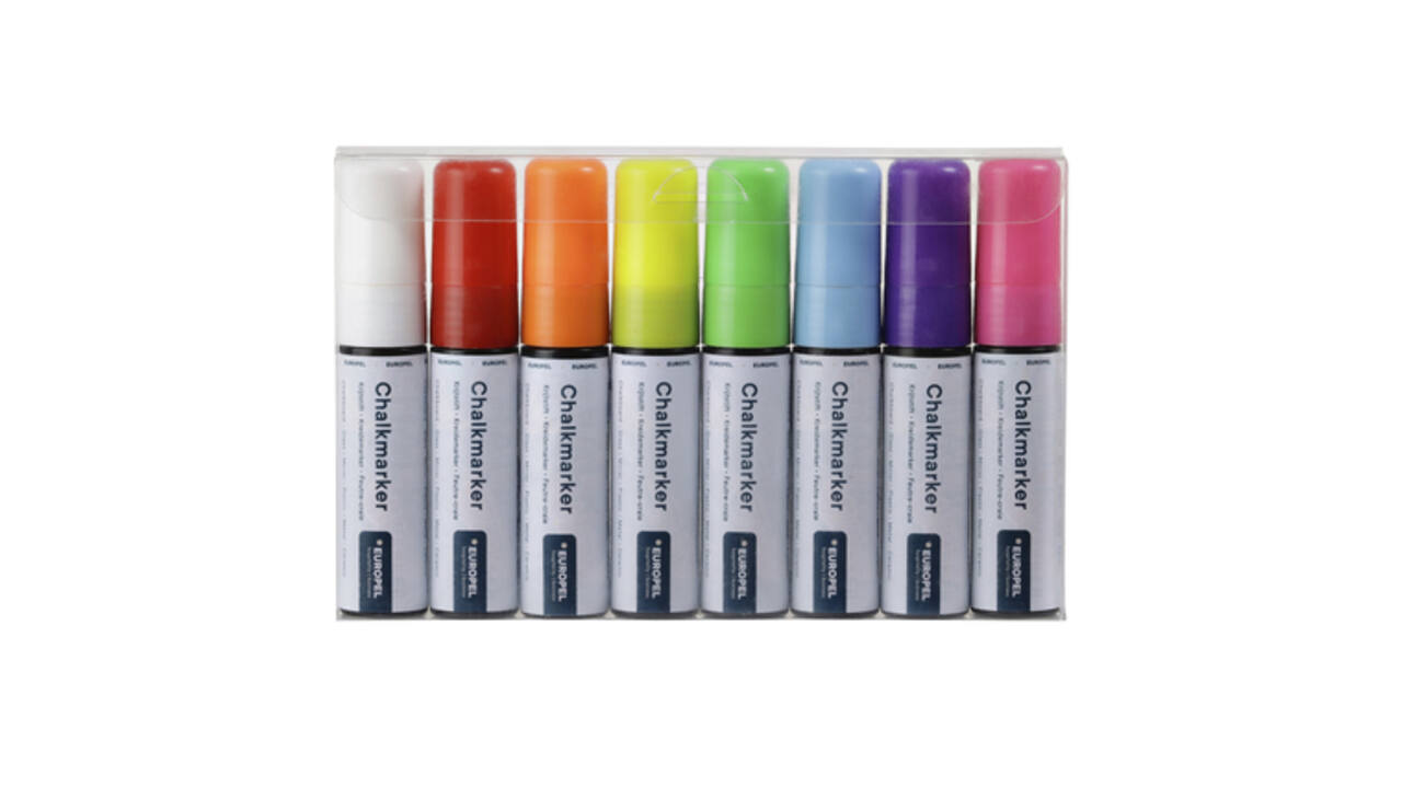 Krijtstift Europel 15mm assorti etui 8 stuks