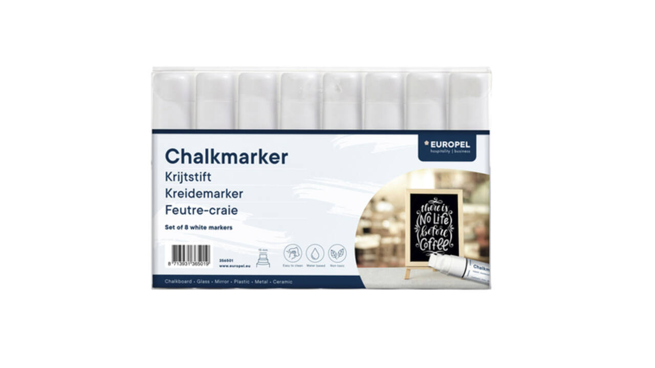 Krijtstift Europel 15mm wit etui 8 stuks