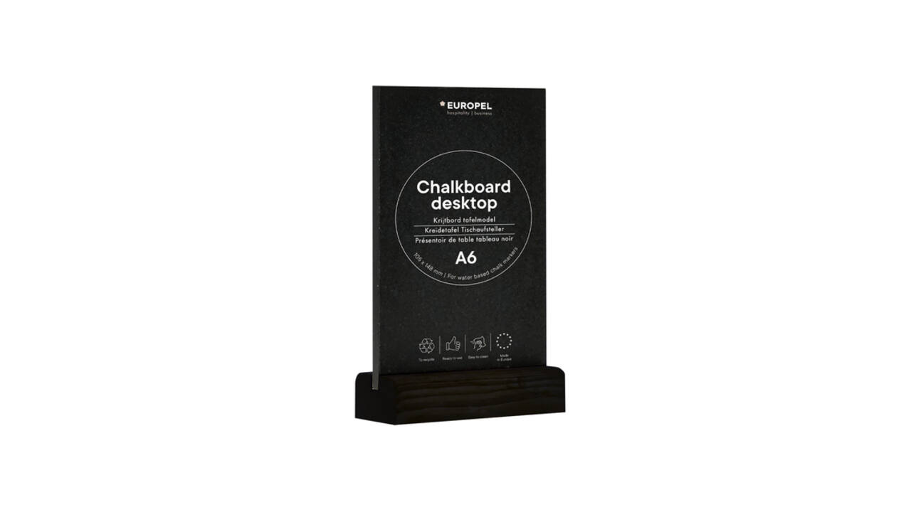Krijtbord Europel tafelmodel A6 staand zwart
