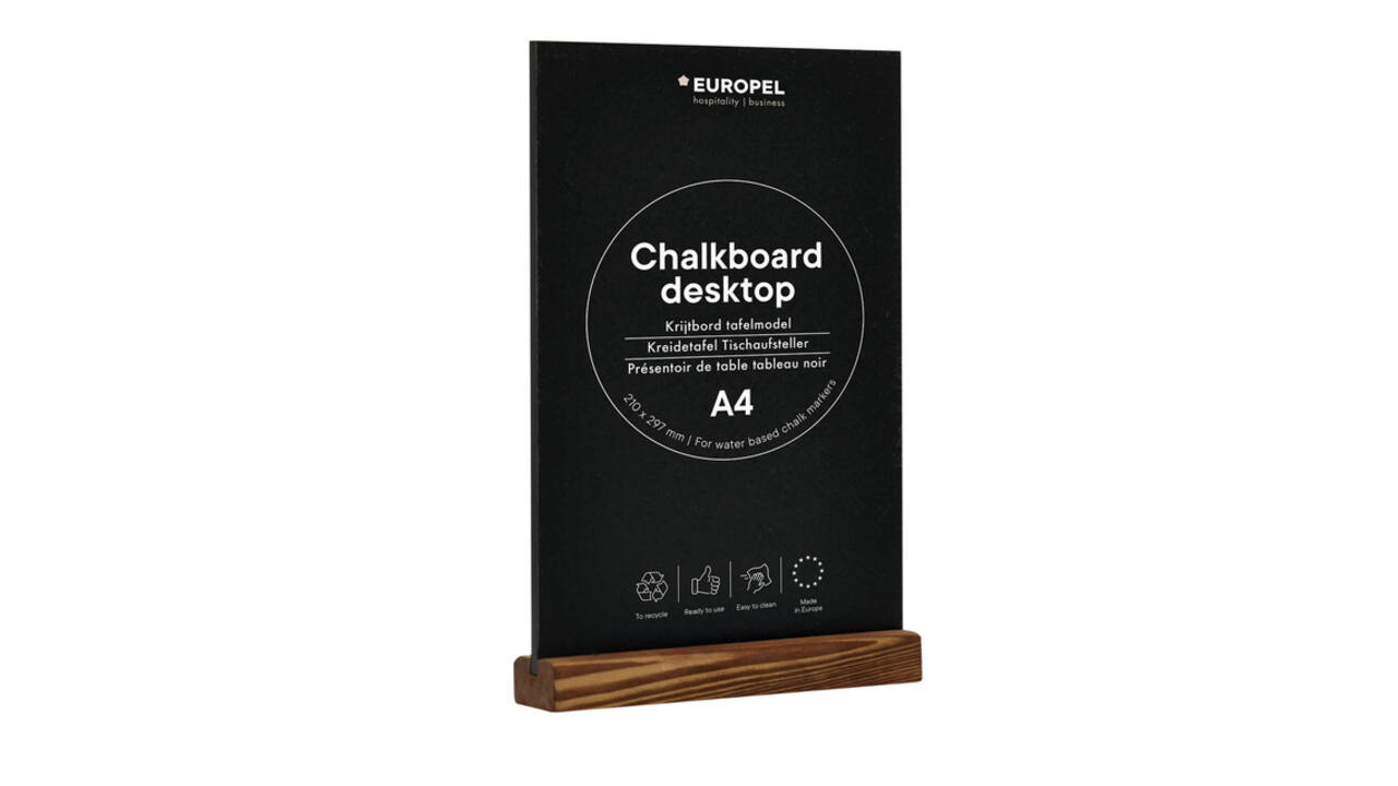 Krijtbord Europel tafelmodel A4 staand natural