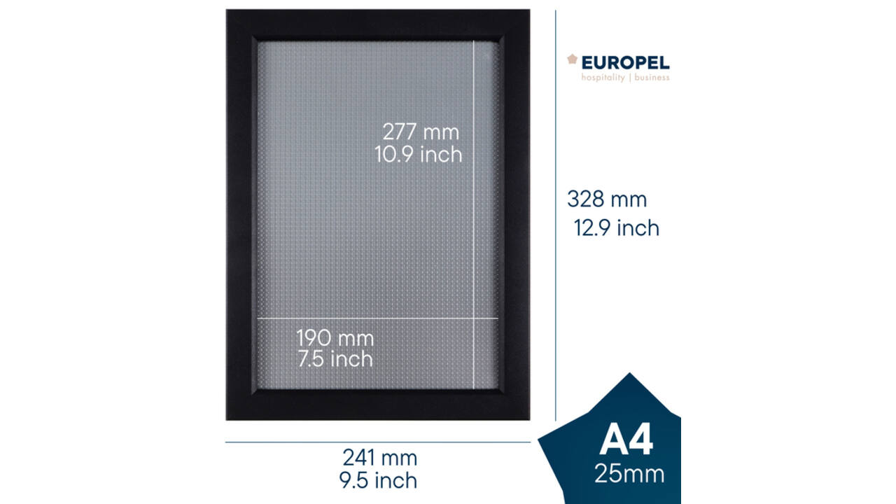 Kliklijst Europel A4 25mm mat zwart