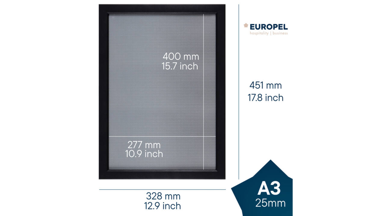 Kliklijst Europel A3 25mm mat zwart