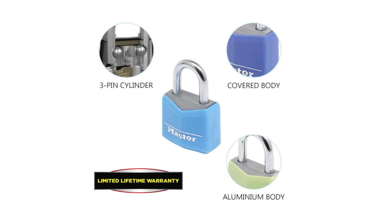 Hangslot MasterLock 4 assorti alu 20mm 4 stuks