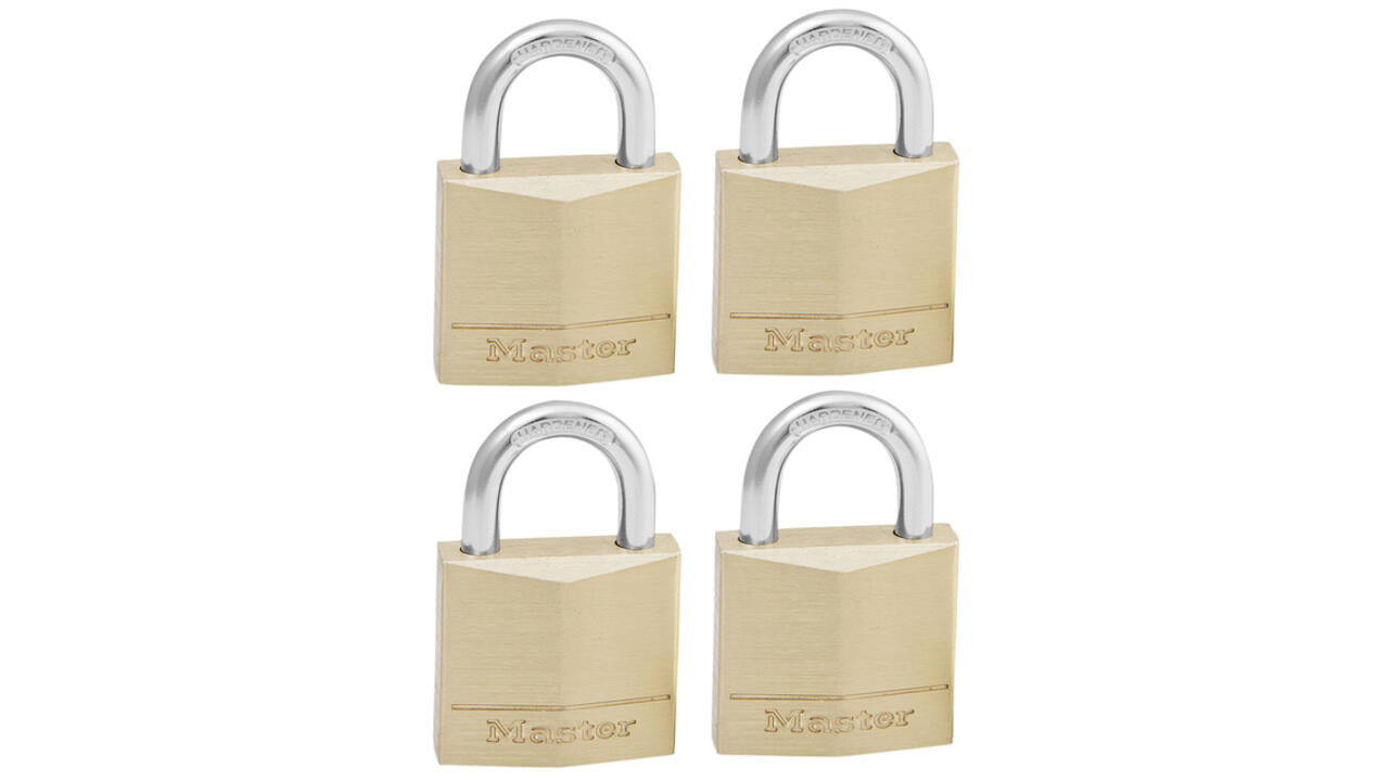 Hangslot MasterLock 4 gelijksluitend messing 30mm 4 stuks