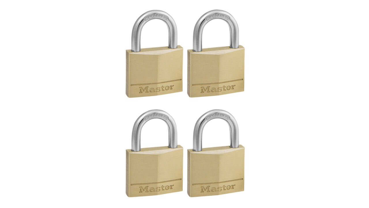 Hangslot MasterLock 4 gelijksluitend messing 50mm 4 stuks