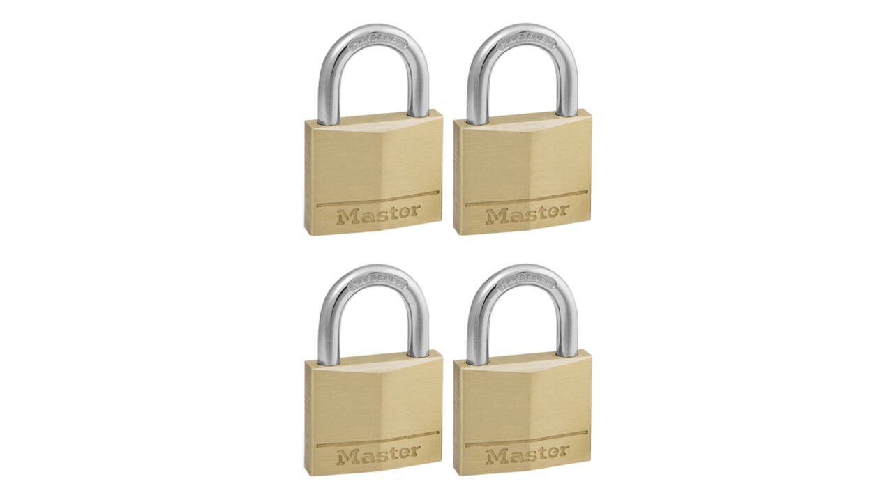 Hangslot MasterLock 4 gelijksluitend messing 40mm 4 stuks