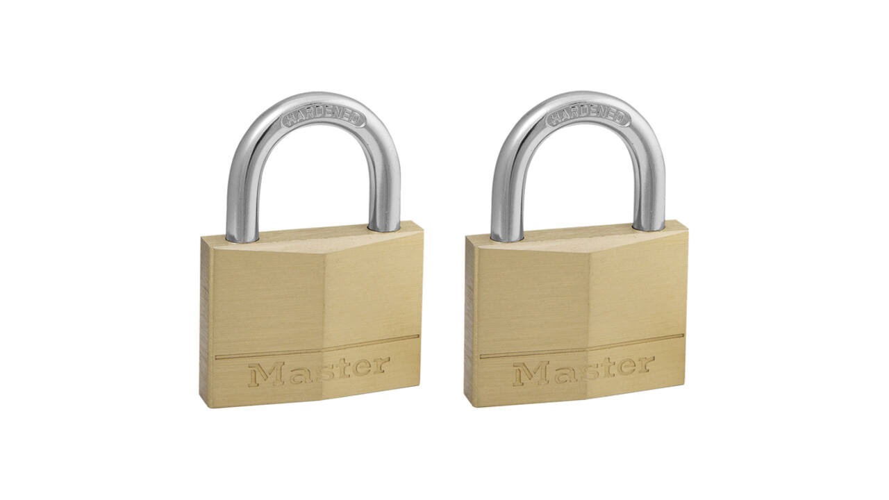 Hangslot MasterLock 2 gelijksluitend messing 50mm 2 stuks