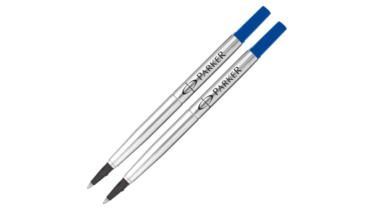 Rollerpenvulling Parker Quink medium blauw blister à 2 stuks