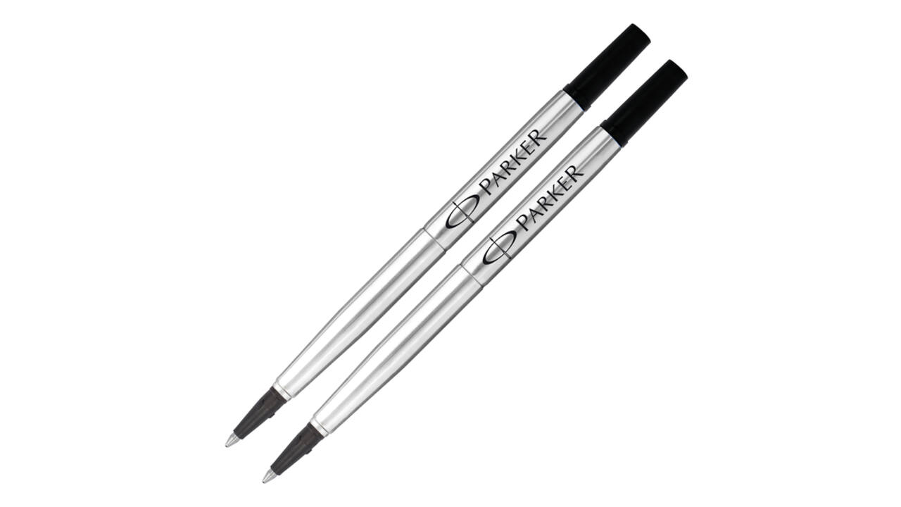 Rollerpenvulling Parker Quink medium zwart blister à 2 stuks