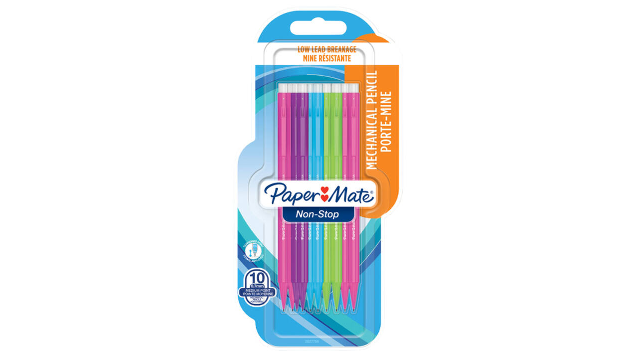 Vulpotlood Paper Mate non stop 0.7mm HB assorti blister à 10 stuks